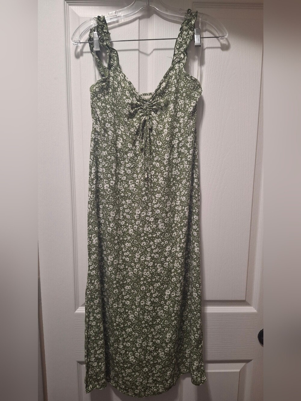 Green Floral Tie-Front Sundress